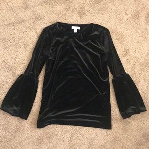 CALVIN KLEIN black widen long sleeves top